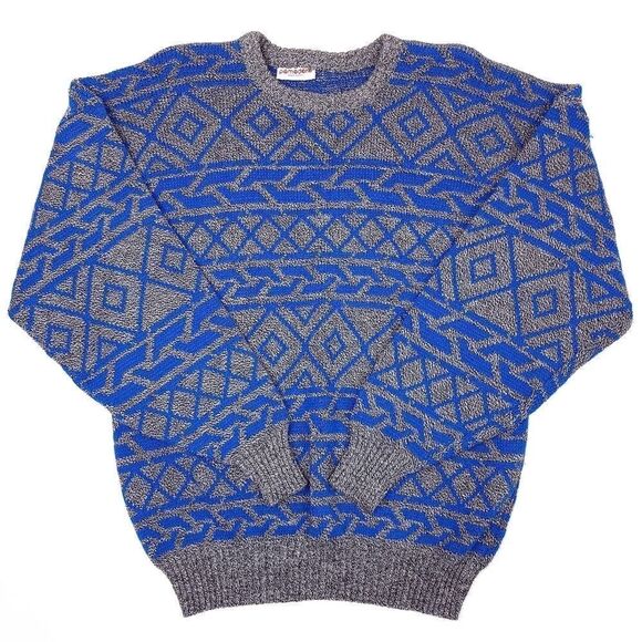 Vintage Pomodoro Crew Neck Sweater Mens Large Blue Gray Italian Made 44" Chest - Picture 1 of 8
